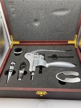 Dark Mahogany Finish Wine Bottle Opener Set